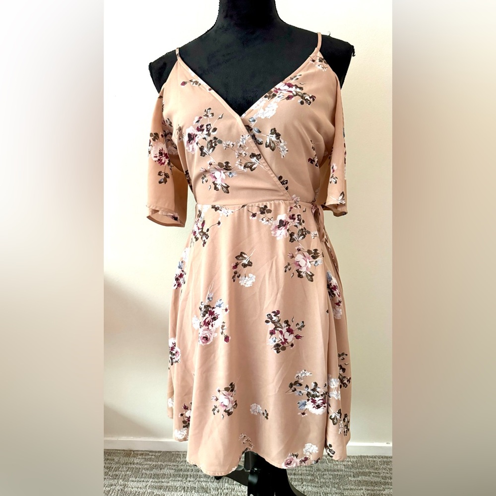 Rush peek-a-boo shoulder wrap dress